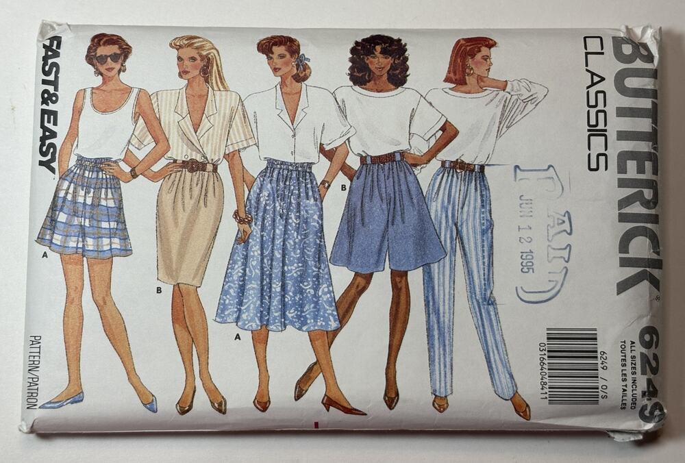 Butterick Classics 6249 Misses Sizes Petite - XL Pants, Shorts & Skirt vn